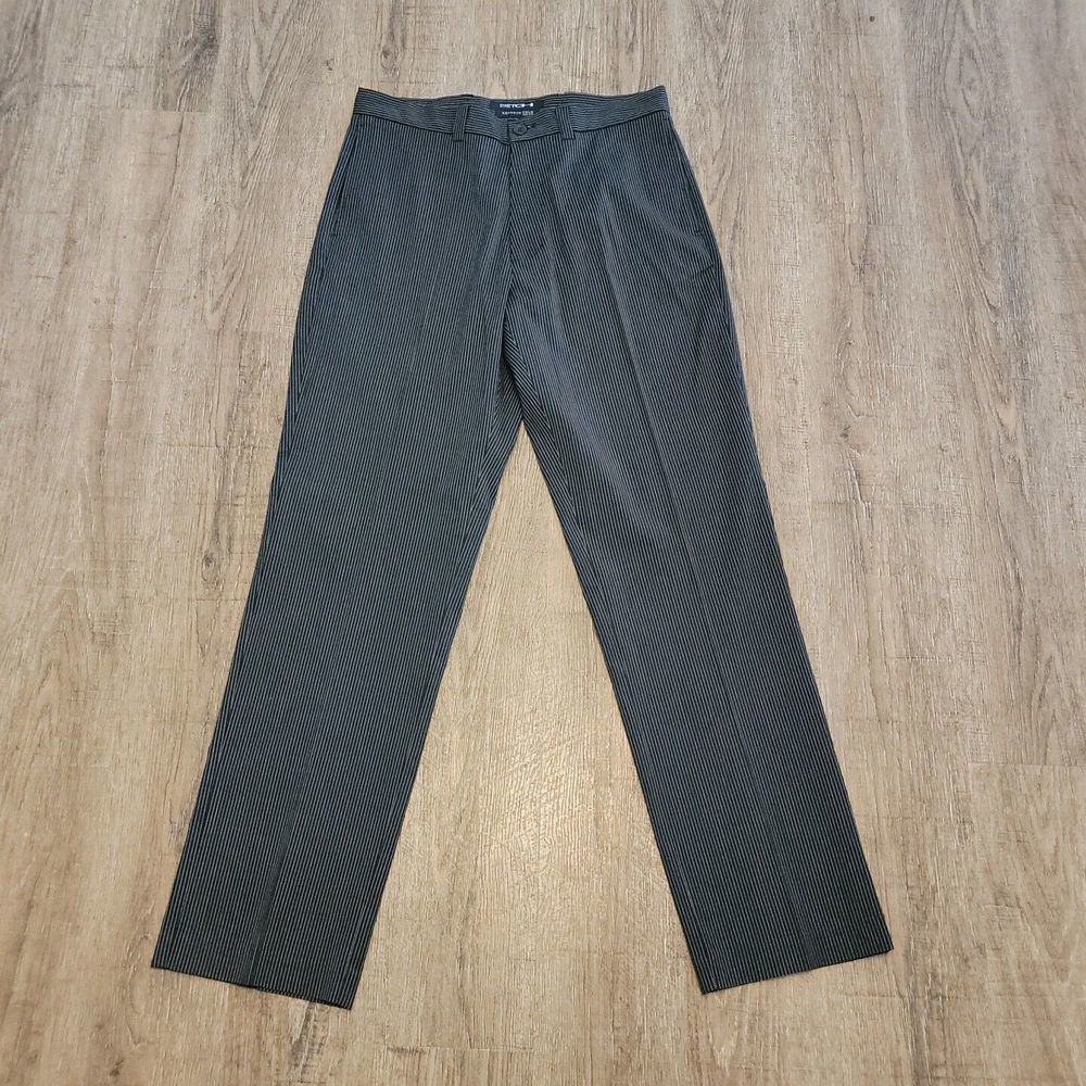 Kenneth Cole New York Dress Pants ~ Sz 33W 32L ~ Flat Front ~ Pinstripes